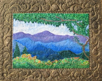 Blue Ridge Mountains Wildflower Print, Sculpted Paper Greeting Card, Wall Art Home Decor