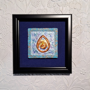 Flaming Chalice, Tiny Painting, Original Art, Handpainted Small Framed Art, Recycled Paper Art, Unitarian Universalist, CUSTOM made to order