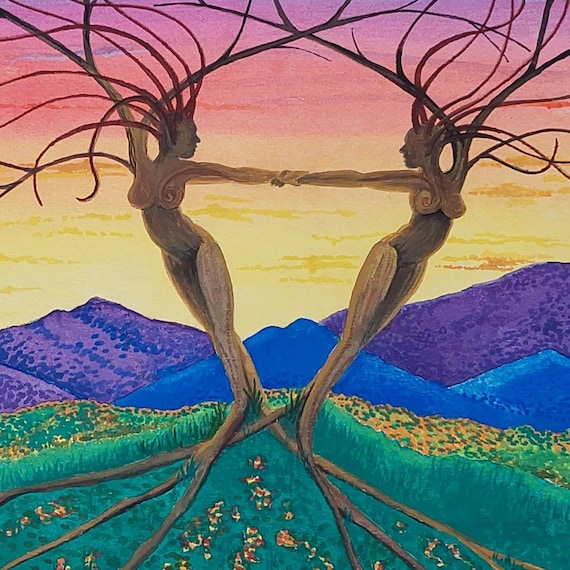 Gemini Twins Wall Art Print Tree Sisters Home Decor Zodiac | Etsy