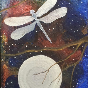 Dragonfly Moon,Moonscape,Night Sky Print,Autumn night,Fantasy Landscape,Flame Bilyue,Full Moon,Autumn Moon