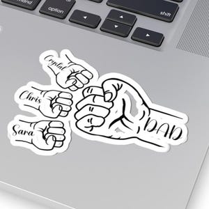 Father&#39;s Day Fist Bump Vinyl Sticker Set: Personalized Laptop Decals