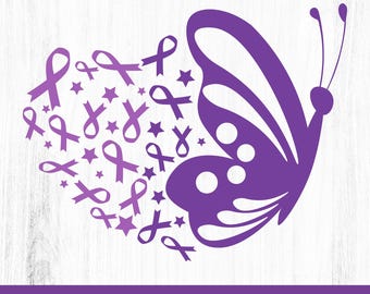 Purple Ribbon Butterfly: Lupus Awareness SVG, Cricut Cut File