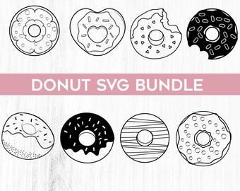 Pakiet clipartów Donut SVG, pliki do wycinania słodyczy (pobieranie cyfrowe)