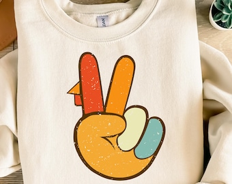 ピースサイン ターキー SVG: 感謝祭 Cricut ファイル、PNG