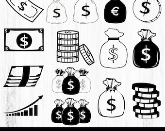 Money SVG Bundle: Dollar Sign, Cash, Money Bag Clipart (Digital Download)