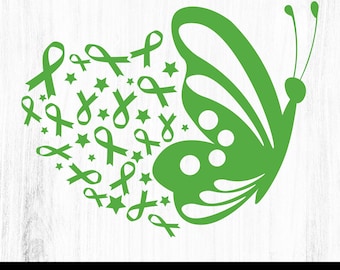 Butterfly Mental Health Awareness SVG: Green Ribbon Design (Digital Files)