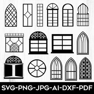 Window SVG Bundle: Architectural Clipart, Cricut Cut Files (Digital Download)