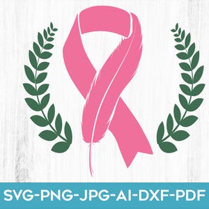 Feather Breast Cancer Awareness Ribbon SVG: Cricut & Silhouette Cut Files