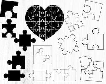 Puzzle Pieces SVG Bundle: Heart Jigsaw Design (Digital Download)