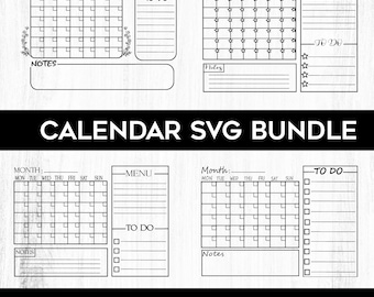 Monthly Calendar SVG Bundle: Home Decor Planner (Digital Download)