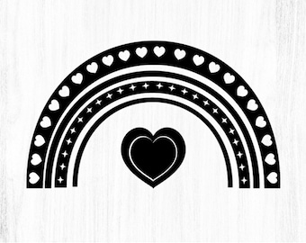 Boho Heart Rainbow SVG: Pastel Clipart (Digital File)