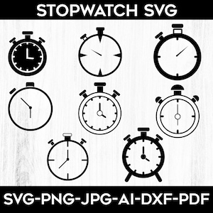 Stopwatch & Clock SVG Clipart Bundle (digital Files) - Etsy