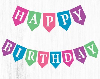 Birthday Bunting Banner SVG: Party Decoration (Digital Download)