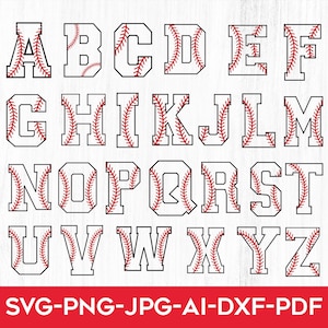 Baseball Font Svg, Baseball Team Svg, Baseball Mom Svg, Softball Svg, College Alphabet, Baseball Letters SVG, Silhouette, Cut File Cricut
