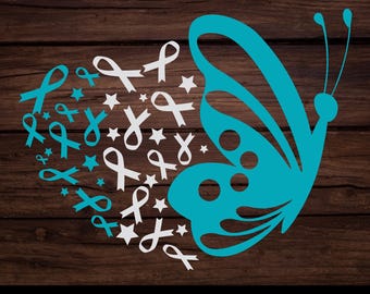 Butterfly Cervical Cancer Ribbon SVG, PNG, PDF (Digital File)