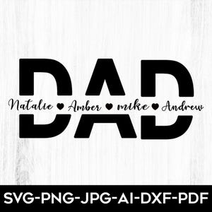 Papá SVG, Día del Padre SVG, papá con marco de nombre dividido SVG, papá PNG, papá con archivo de corte, papá SVG, papá con contorno, papá DXF, regalo para abuelo, regalo para hombres
