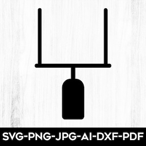 May include: Black silhouette of an American football goal post.