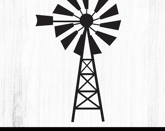 Windmill SVG: Farm Silhouette Clipart (Digital Files)