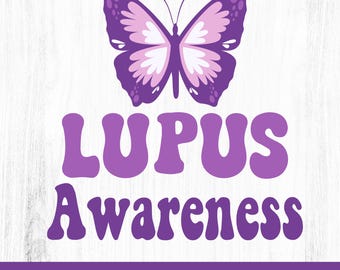 Butterfly Lupus Awareness SVG: Purple Ribbon Design (Digital File)