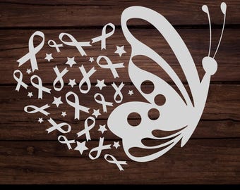 Butterfly Brain Cancer Awareness Ribbon SVG, PNG, PDF