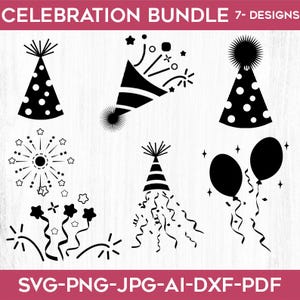 Celebration Svg, Party Svg, Curled Ribbons Svg, Birthday Decoration Svg, Party Cut File, Party Decoration Svg, Instant Download, Svg File