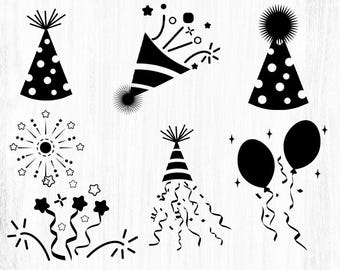 Celebration SVG Bundle: Party Hats, Balloons, Confetti (Digital Download)
