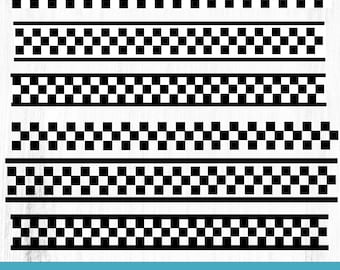 Racing Stripes SVG: Black and White Checkered Pattern (Digital Files)