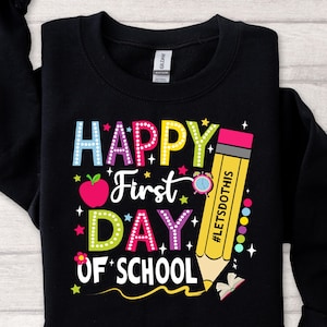 Happy First Day of School PNG SVG | Colorful Back to School Shirt Design | Teacher Student Printable | Digital Download Clipart Hello school