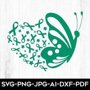 Butterfly Liver Cancer Awareness Ribbon SVG: Cricut File (Digital Download)