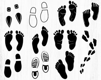 Footprint SVG Bundle: Shoe Print Clipart, Cricut Cut Files (Digital Download)