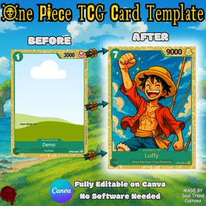 One Piece TCG Card Canvas Template, One Piece TCG Gold Frame Characters, Make Your Own Printable Cards, Easy Digital Instant Downloads PDF