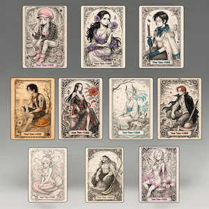 One Piece Proxy DON Pencil Sketch Card, Holographic Tarot Border Inspired OPTCG, Single and 10XPack, Handmade Work, Unnoficial Product Gift