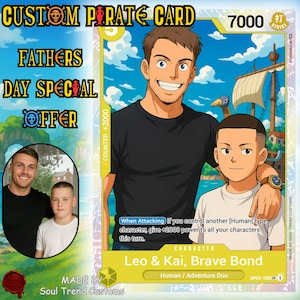 Personalized One Piece Fathers Day TCG Card, S33 German Black core 330 GSM Card, Custom Pirate Anime Foil, Gift from Best Wife Son or Family