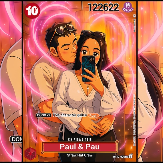 Personalized One Piece Anime Couple TCG Card, Valentines Day Gift for Husband or Boyfriend