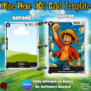 One Piece Tcg-Karte Leinwand Vorlage, One Piece Tcg Silberrahmen Charaktere, machen Sie Ihre eigenen druckbaren Karten, einfache digitale Sofort-Downloads PDF