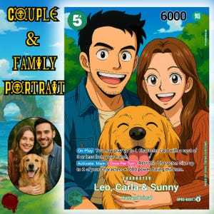 Personalized Birthday One Piece Card, Custom Couple Anime Portrait, Weeding Engaged One Piece Gift From Wife, S33 German Black Core 330 GSM