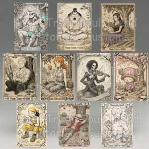 One Piece Proxy, Pencil Sketch TCG DON Card, Custom Mugiwara Holographic Single & x10 Pack, Handmade Work, Not For Sale, Unnoficial Product