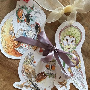 Set di 3 biglietti di auguri cottagecore e vittoriani con nastri