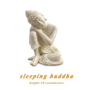 Statua del Buddha addormentato in resina bianca - Bali Craft (3,9 pollici)