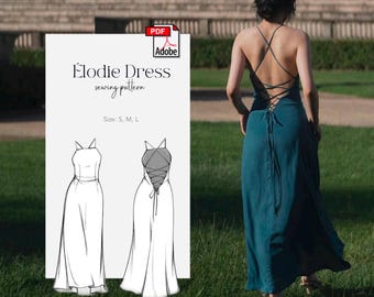 Élodie Dress Sewing Pattern: Strappy Back Maxi Dress (PDF Pattern)