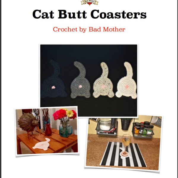Crochet Cat Butt Coaster Pattern - Etsy