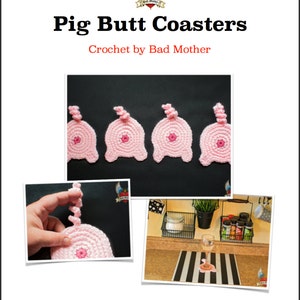 Pig Butt Coaster Crochet PATTERN