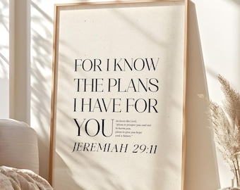 Minimalist Christian Wall Art, Jeremiah 29 Bible Verse Art, Modern Christian Home Decor, Printable Black Women Wall Art, Faith Gifts for Her