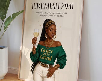 Jeremiah 29 11 Christian Wall Art, Bible Verse Print, Modern Christian Home Decor, Printable Black Women Wall Art, Faith Gifts for Her