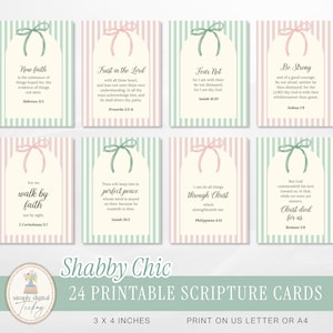 Cartões de Escritura Cristãos Shabby Chic para Imprimir, Cartões de Diário com Versículos Bíblicos Florais Vintage, Cartões de Oração para Imprimir, Presentes Católicos Faça Você Mesmo