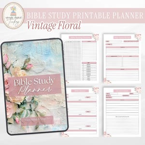 Vintage Floral Bible Study Guide Printable, Christian Planner, Digital Bible Study Journal, Womens Daily Devotional, Editable Faith Journal