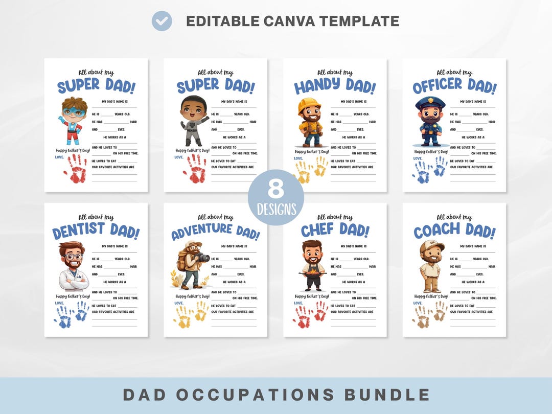Printable Dad Gift Bundle, Personalized Fathers Day Gift, All About My ...