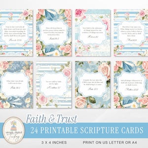 Bijbelvers christelijke printables, vintage bloemen schriftkaarten, shabby chic junk Journal, afdrukbare geloofsgebedskaarten, doe-het-zelf katholieke geschenken