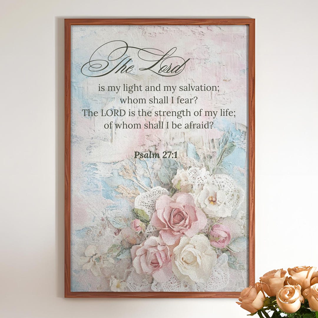 Vintage Bible Verse Wall Art Print, Floral Christian Home Decor ...