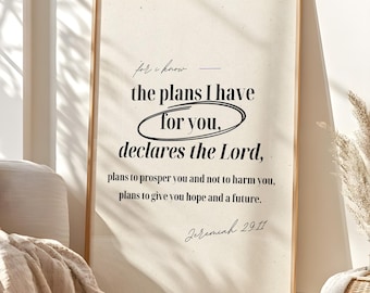 Minimalist Christian Wall Art, Jeremiah 29 Bible Verse Art, Modern Christian Home Decor, Printable Black Women Wall Art, Faith Gifts for Her